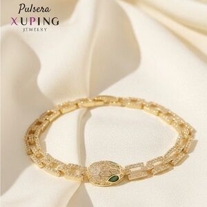 Gold Bracelet with Green Detail